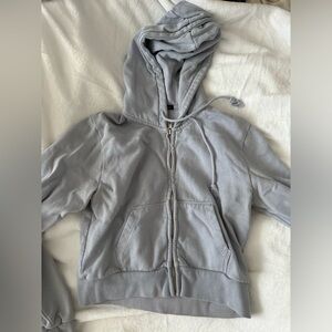 Like new- Brandy Melville dusty blue cropped zip up hoodie- one size fits all